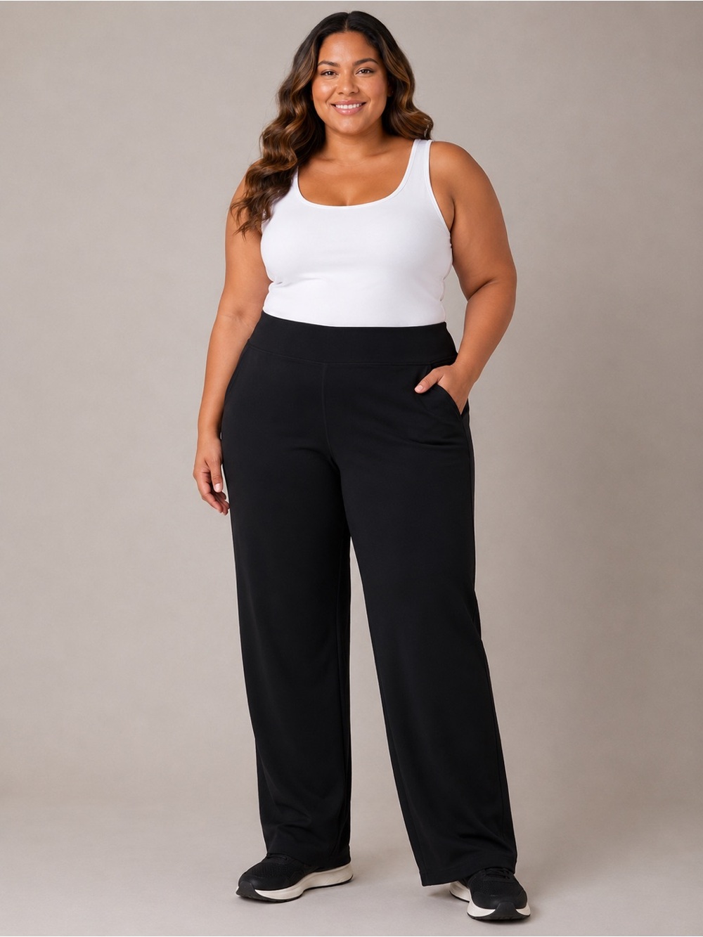 Wide-Leg Pull-On Pants in Black